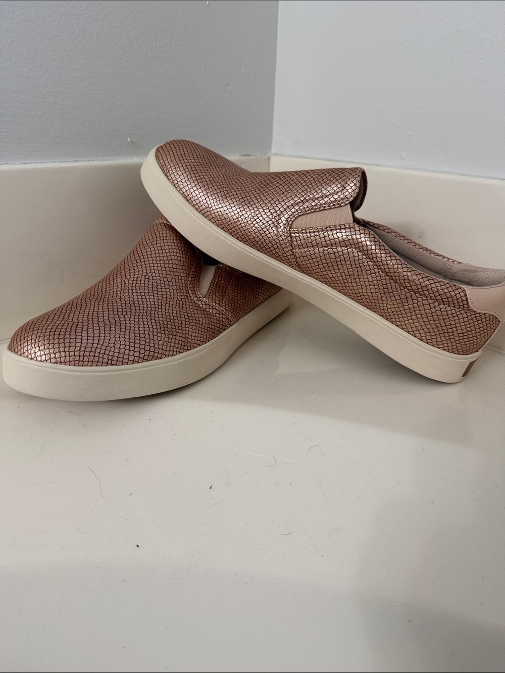 Dr. Scholl's Metallic Rose Gold Slip-On Sneakers